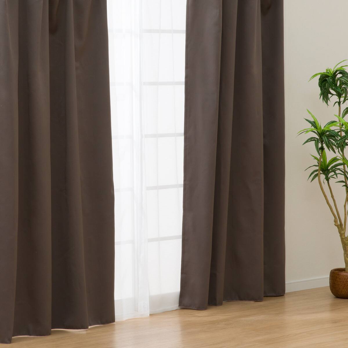 お値打ち】遮光・遮熱・保温カーテン&レース4枚セット(BR 100X135