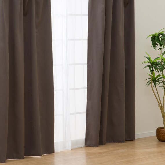 【お値打ち】遮光・遮熱・保温カーテン&レース4枚セット(BR 100X110) 1枚目画像