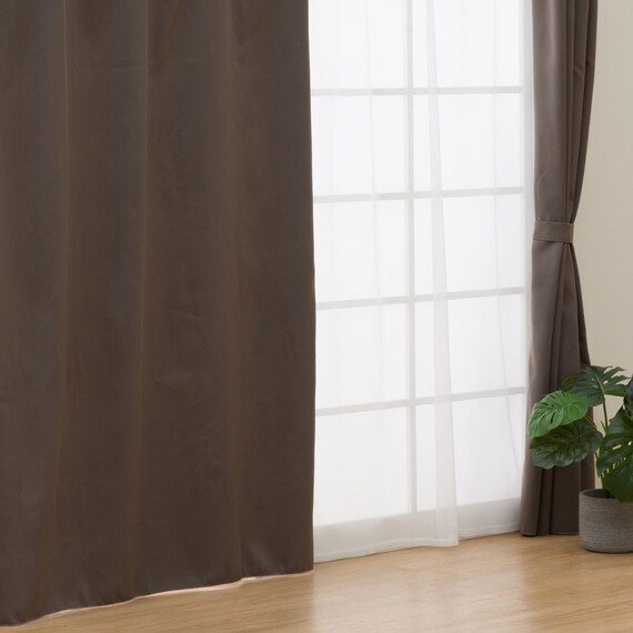 【お値打ち】遮光・遮熱・保温カーテン&レース4枚セット(BR 100X110) 2枚目画像