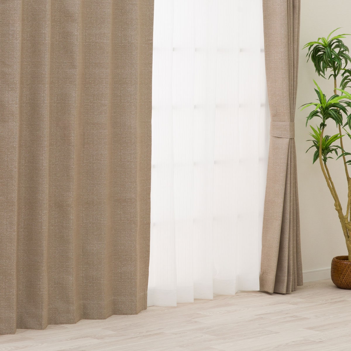 カーテンまとめ売り ニトリ 遮光1級カーテン＆レース 4枚セット(NラセットNV