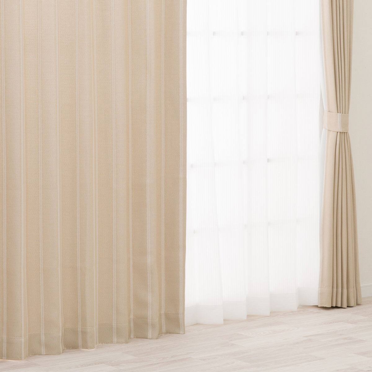 お好みサイズカーテン RD115 ベージュ(幅101-200/丈171-220cm