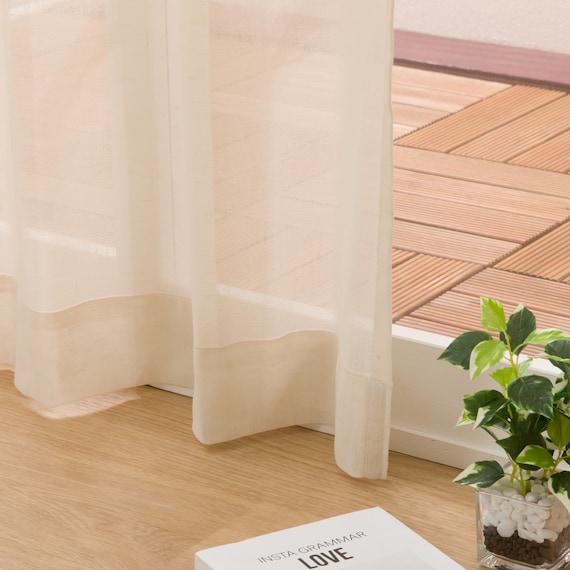 273サイズ天然素材風カラーレースカーテン(RFC0016 100x68x2 BE) 3枚目画像