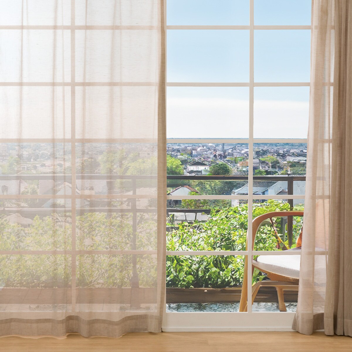 273サイズ天然素材風カラーレースカーテン(RFC0016 100x198x1 BR