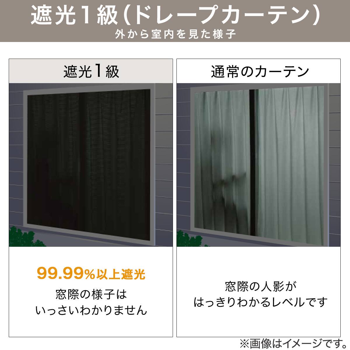 ニトリ　遮光1級カーテン4枚セット 100×178cm アイボリー 4枚セットカーテン 厚手：遮光1級・保温 レース：遮熱・保温・遮像