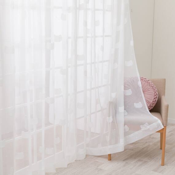 レースカーテン(100X133X2 ネコ DH175) 1枚目画像