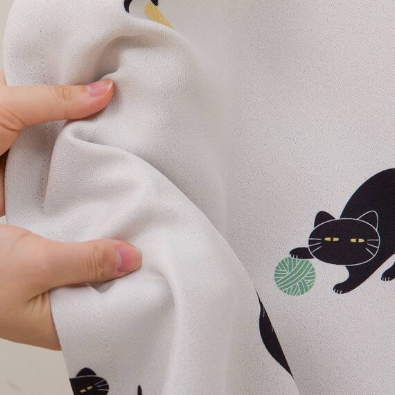 遮光3級·遮熱カーテン&レース4点セット(100x135x4 デコネコ DH176) 9枚目画像