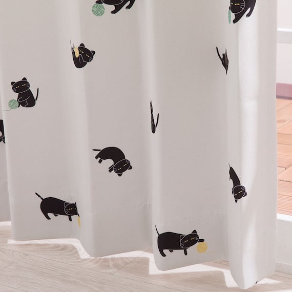 遮光3級·遮熱カーテン&レース4点セット(100x135x4 デコネコ DH176) 10枚目画像