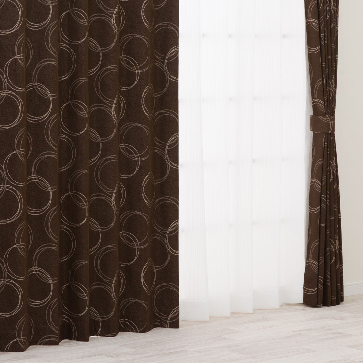 お好みサイズカーテン RD124 ダークブラウン(幅201-300/丈90-170cm