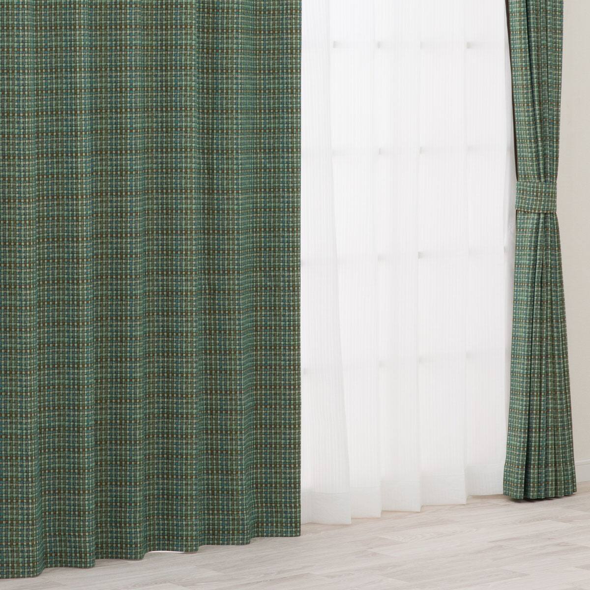 お好みサイズカーテン RD132 グリーン(幅101-200/丈171-220cm