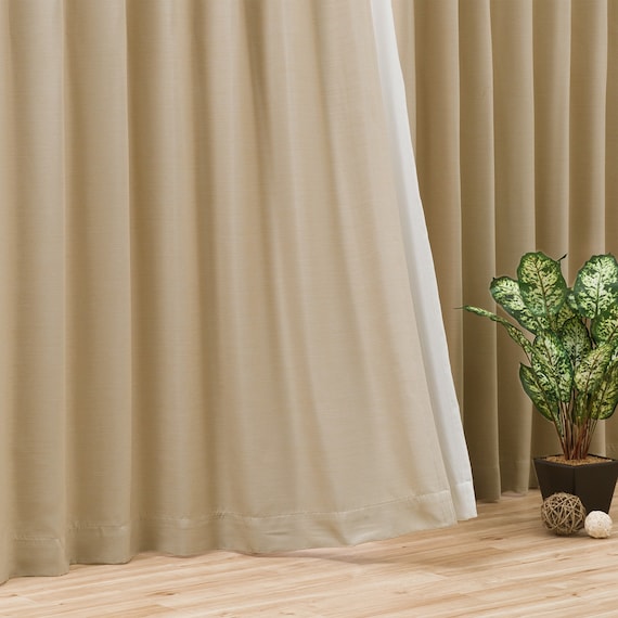 遮光2級・断熱・遮熱カーテン(RD140 ベージュ 100X135X2) 1枚目画像