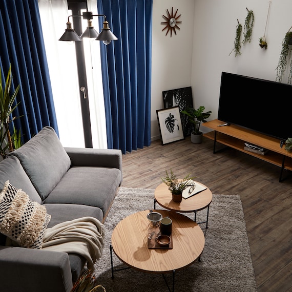 遮光1級・断熱・遮熱カーテン(RD140 ブルー 100X90X2) 2枚目画像