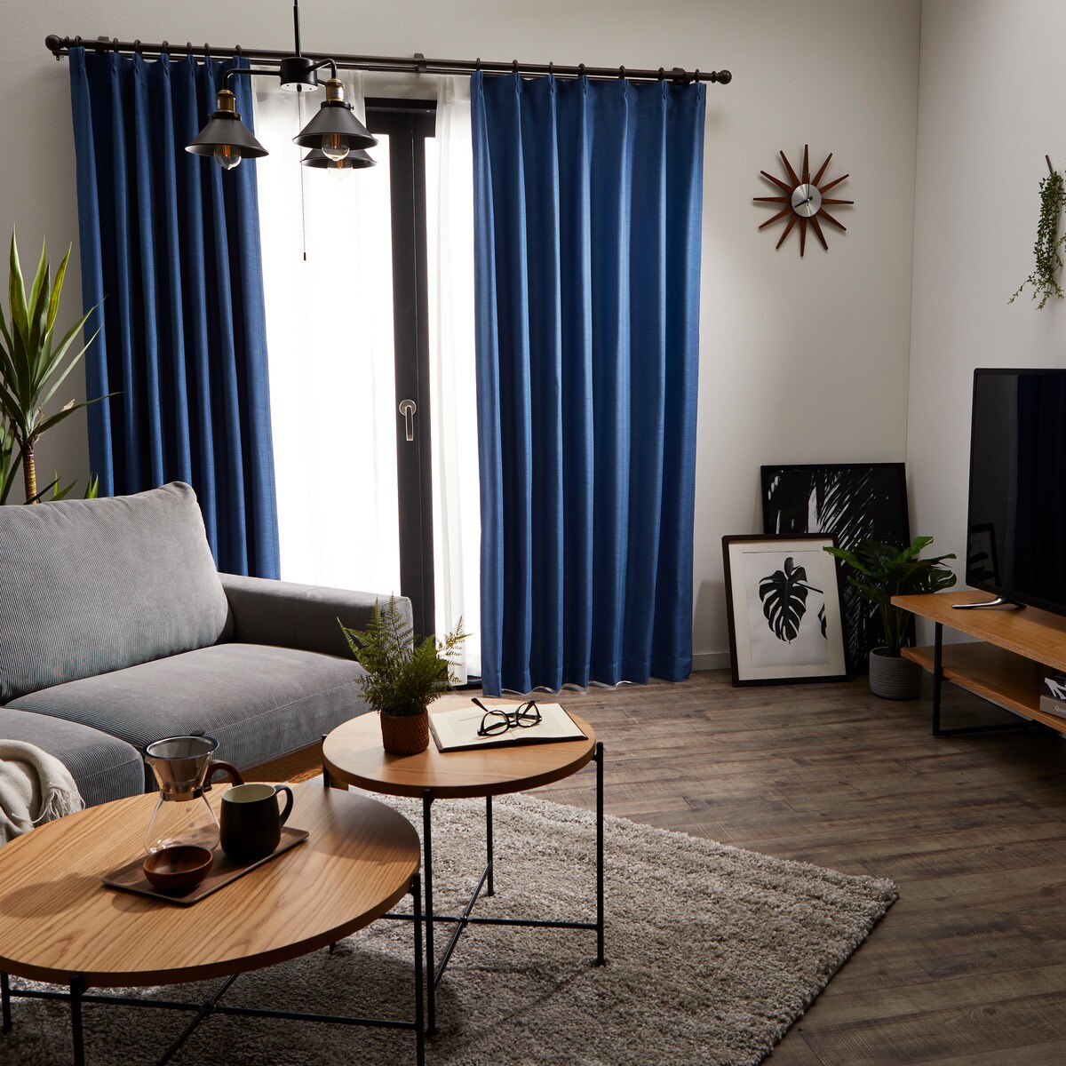 お好みサイズカーテン RD140 ブルー(幅101-200/丈171-220cm) | ニトリ