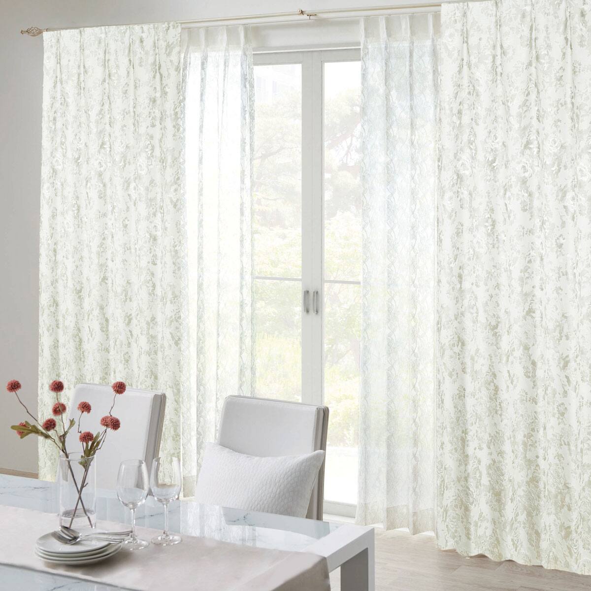 お好みサイズカーテン PK244 アイボリー(幅101-200/丈221-270cm