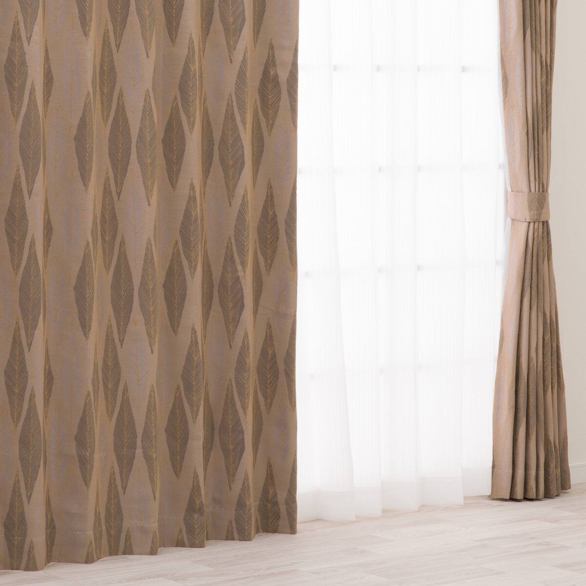 裏地付き遮光1級・遮熱ジャカードカーテン(PK258 ブラウン 100X110X2