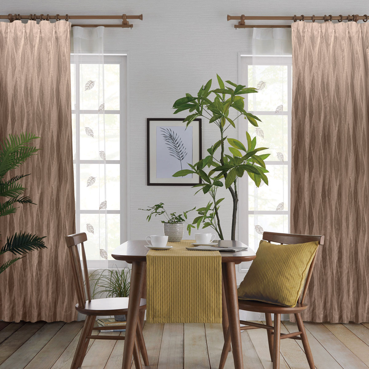 お好みサイズカーテン PK258 ブラウン(幅201-300/丈171-220cm