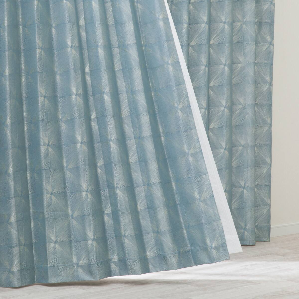 裏地付き遮光2級・遮熱ジャカードカーテン(PK264 ブルー 100X110X2