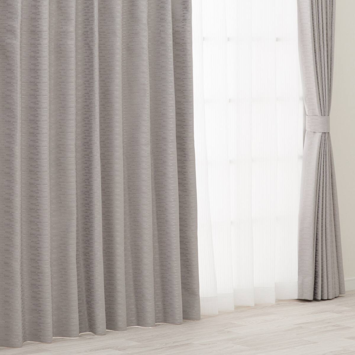 遮光1級・遮熱・保温・遮音オーダーカーテン OD137 グレー 2倍ヒダ(幅