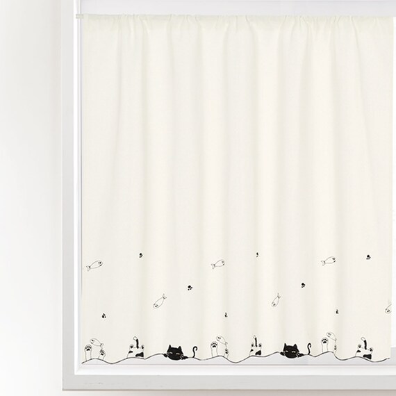 小窓カーテン(100×90 デコネコ DH182) 1枚目画像