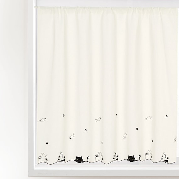 小窓カーテン(100×90 デコネコ DH182) 1枚目画像