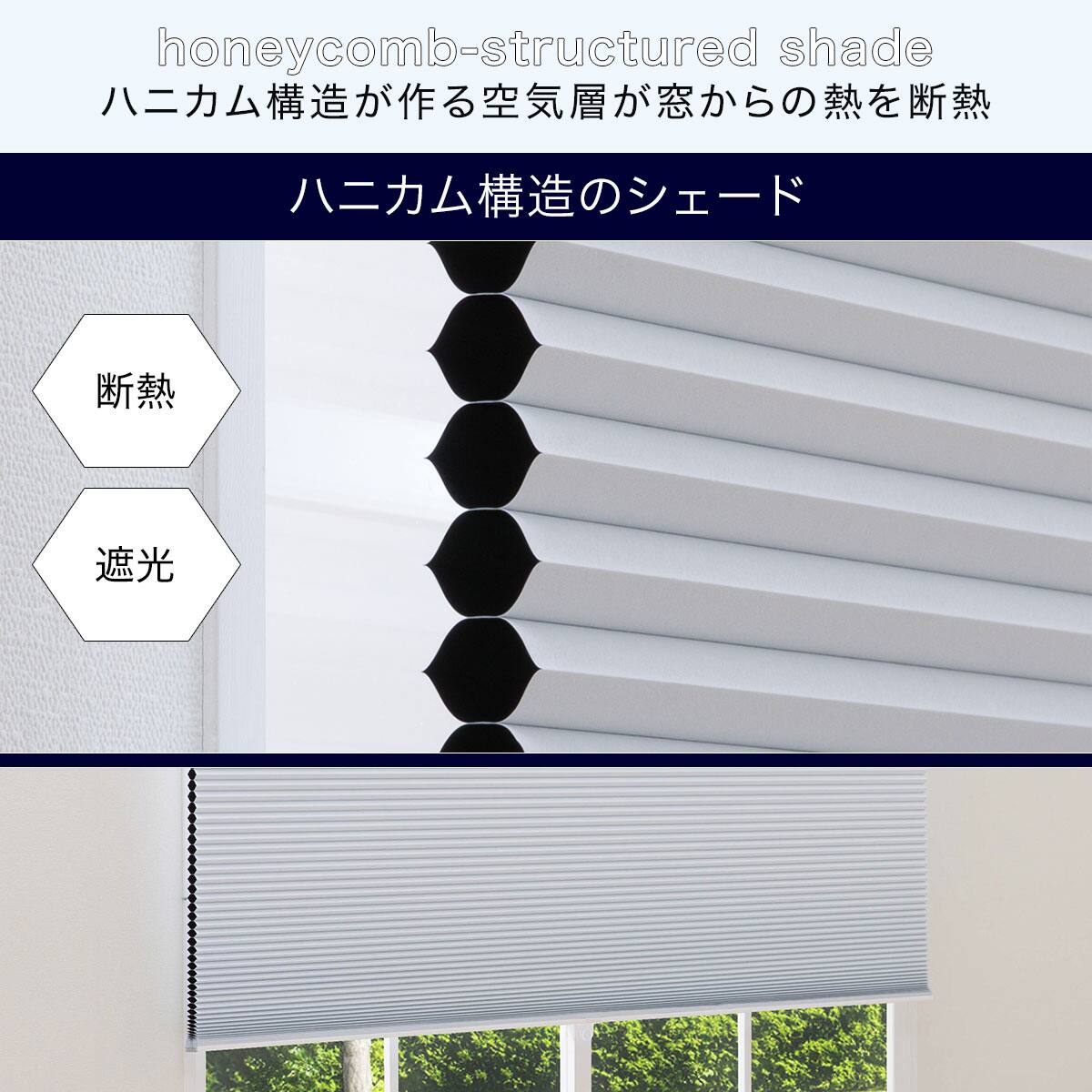 断熱・遮光】ハニカム構造のシェード(PE1 ホワイト 30X140) | ニトリ