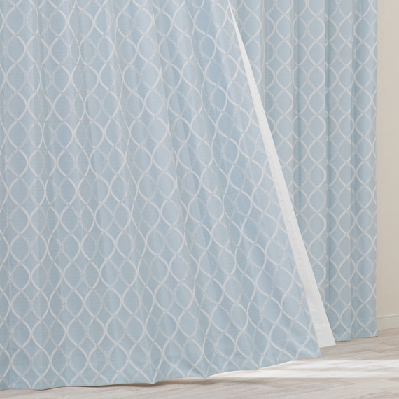 裏地付き遮光2級・遮熱カーテン(RD135 ブルー 100X110X2) 1枚目画像