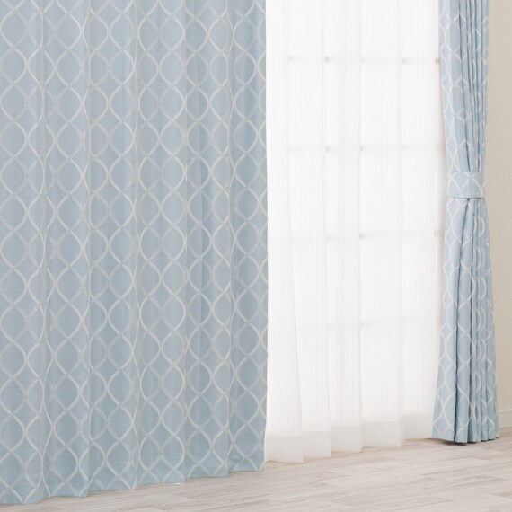 裏地付き遮光2級・遮熱カーテン(RD135 ブルー 100X110X2) 2枚目画像