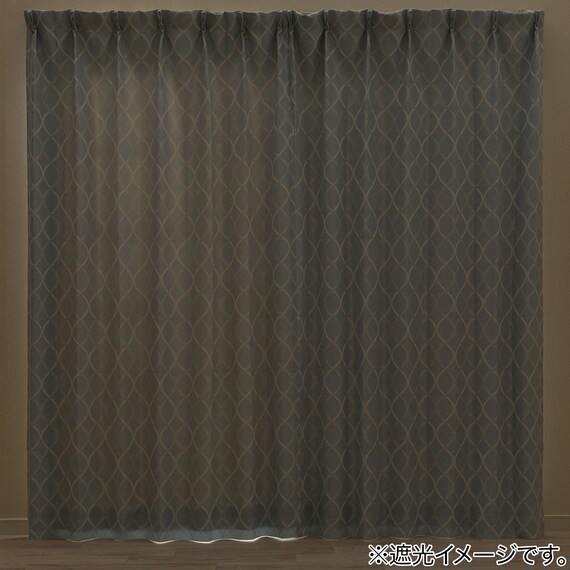 裏地付き遮光2級・遮熱カーテン(RD135 ブルー 100X110X2) 3枚目画像