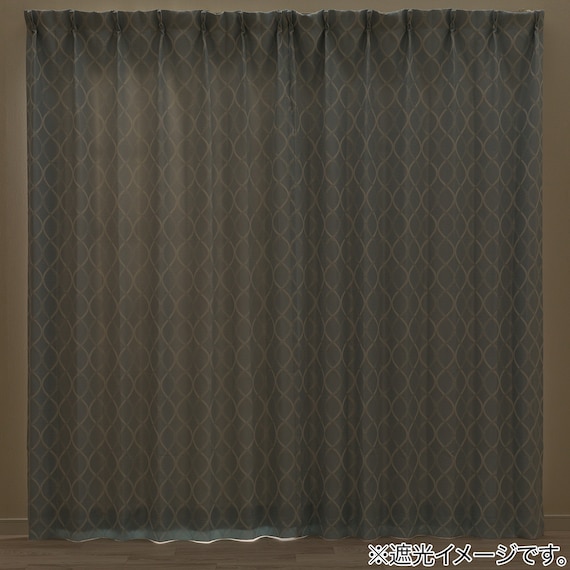 裏地付き遮光2級・遮熱カーテン(RD135 ブルー 100X110X2) 3枚目画像