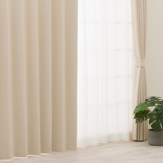 【防炎セット】4枚セットカーテン　遮光2級・遮熱・保温・昼遮像・UVカット (100x70x2 BE-04) 2枚目画像