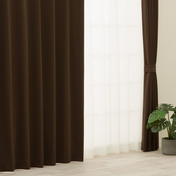 【防炎セット】4枚セットカーテン　遮光1級・遮熱・保温・昼遮像・UVカット (100x70x2 DBR-12) 2枚目画像