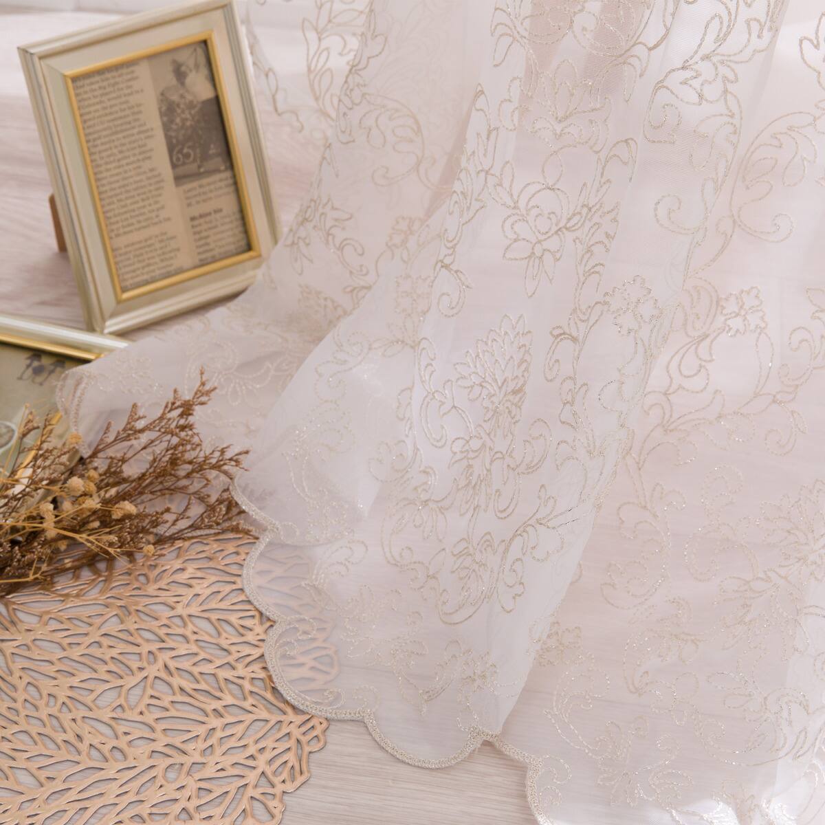 SNS映え】エレガントなデザインレースカーテン 182サイズ(NTW4216