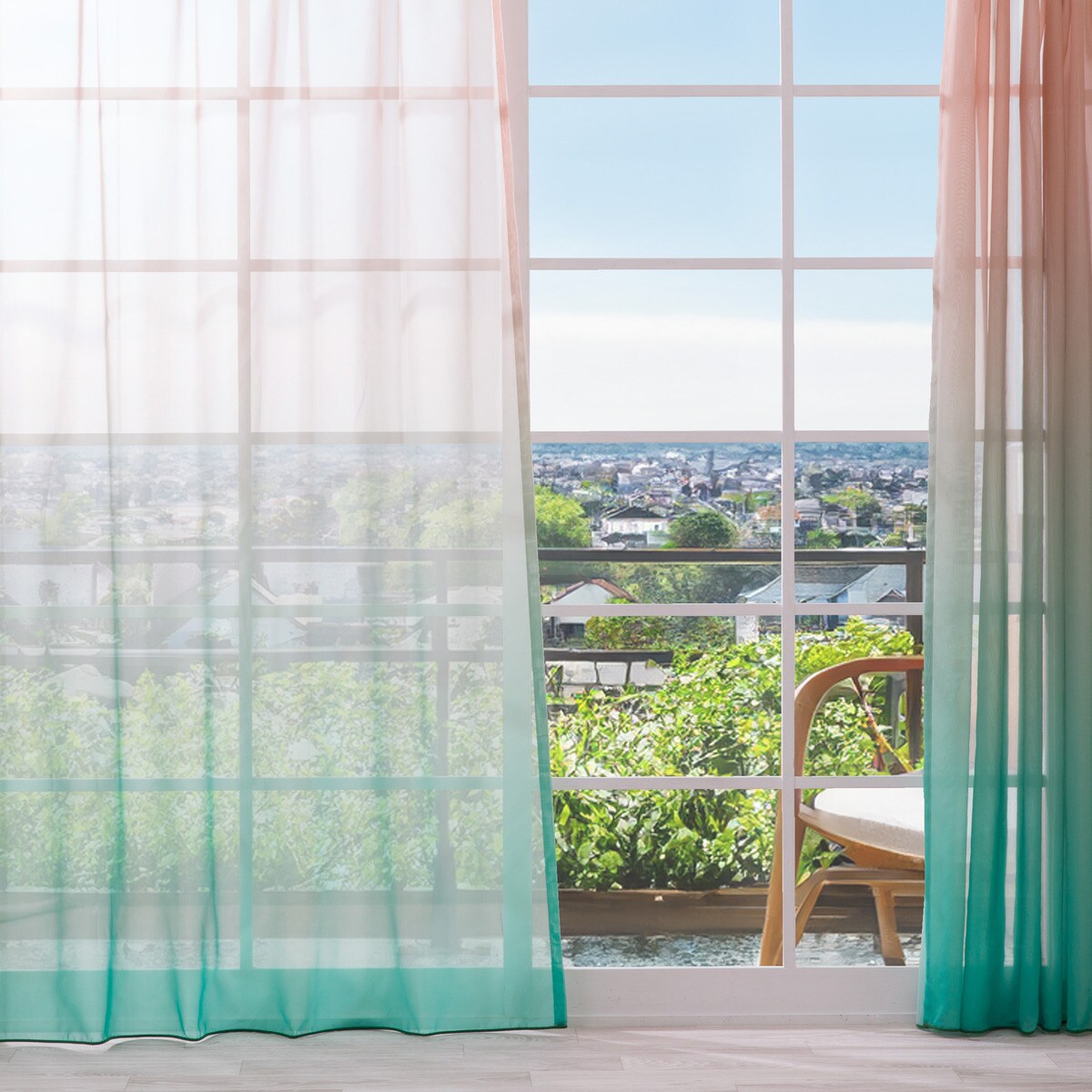 SNS映え】色鮮やかなグラデーションレースカーテン 182サイズ(NTW10612