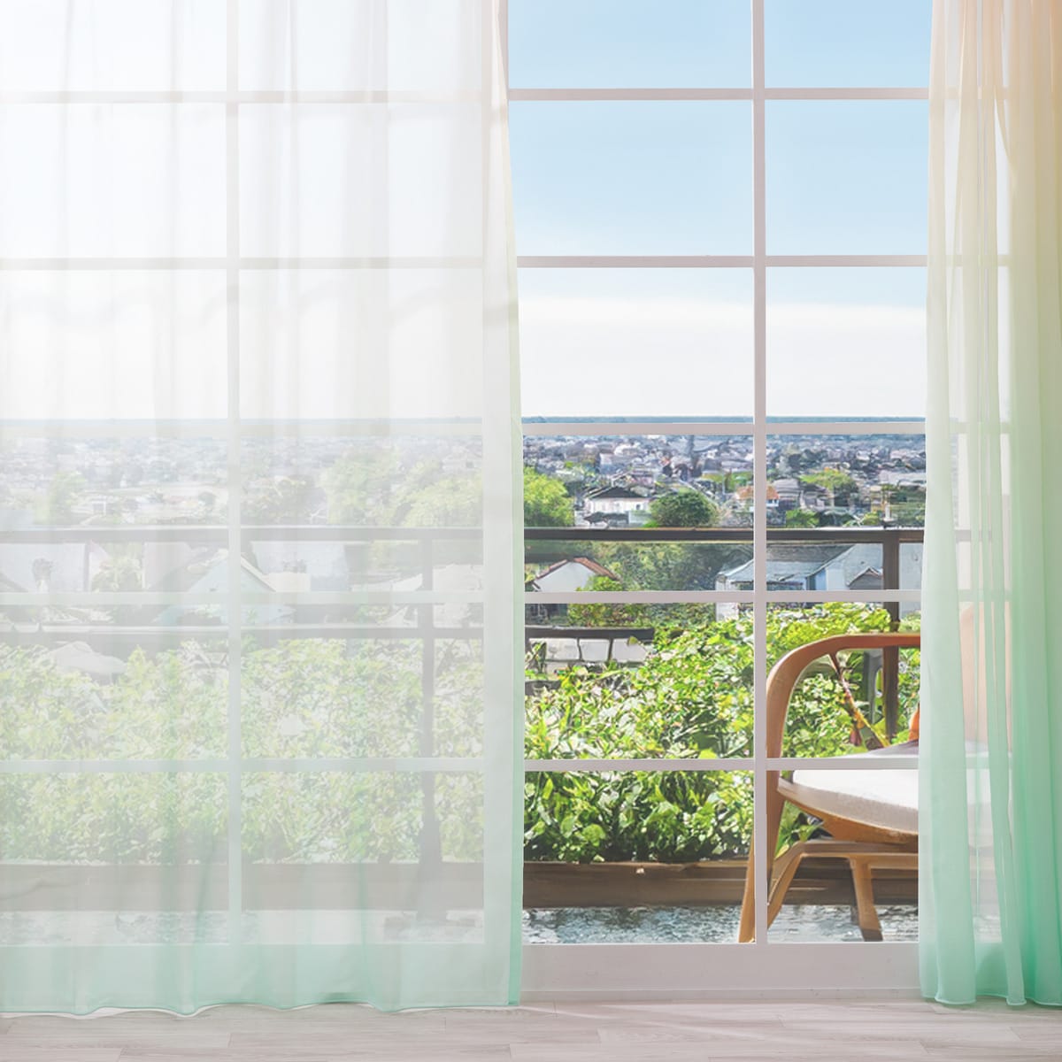 SNS映え】色鮮やかなグラデーションレースカーテン 182サイズ(NTW10612