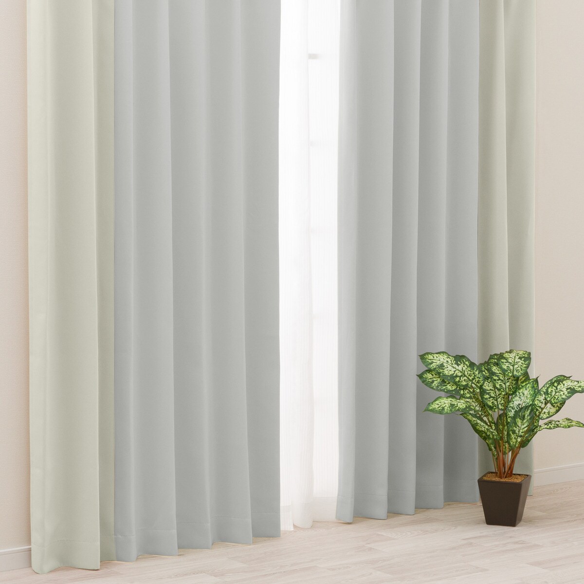 遮光1級・遮熱・保温・防炎バイカラーカーテン(バイカラー縦 100x110x2