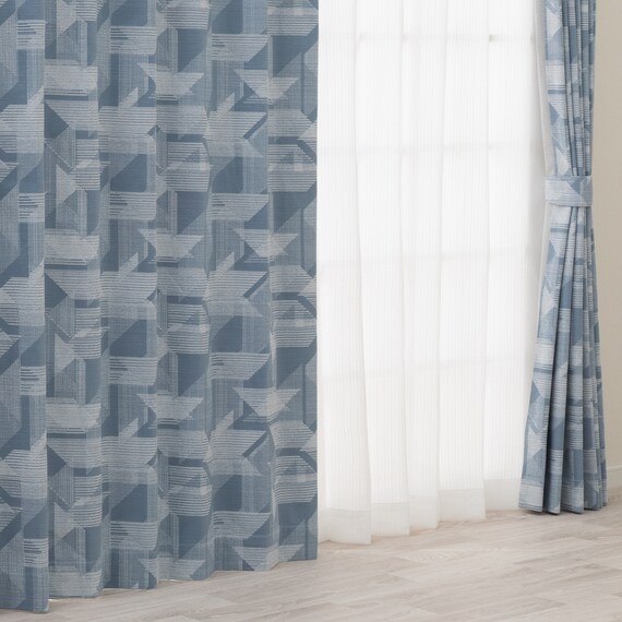 遮光1級・遮熱・遮音ジャカードカーテン(PK251 ブルー 100X110X2) 1枚目画像