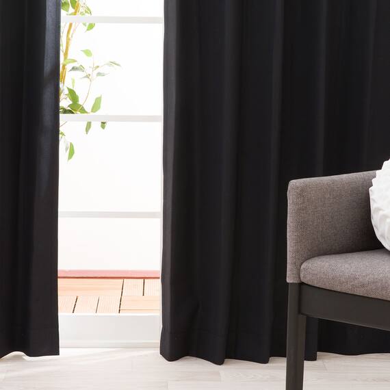 遮光1級・遮熱カーテン＆遮熱・遮像レースカーテン4枚セット(100X135X4 ブラック DH155) 1枚目画像