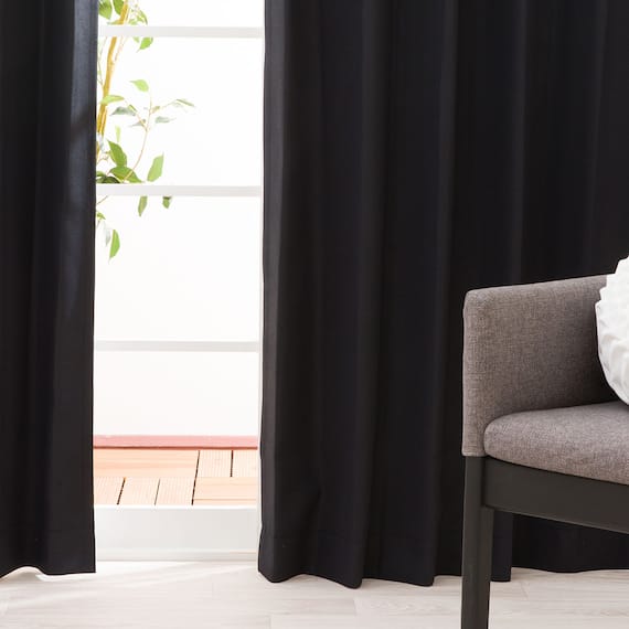 遮光1級・遮熱カーテン&遮熱・遮像レースカーテン4枚セット(100X135X4 ブラック DH155) 1枚目画像