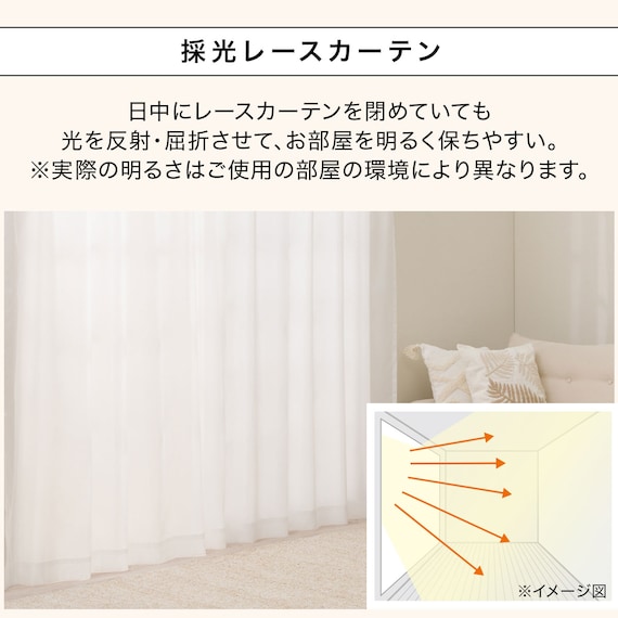 遮像・採光レースカーテン(RL208 100X108X2) 8枚目画像