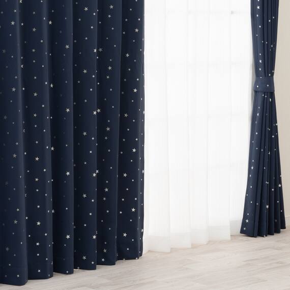 遮光1級カーテン(RD138 ブルー 100X110X2) 1枚目画像