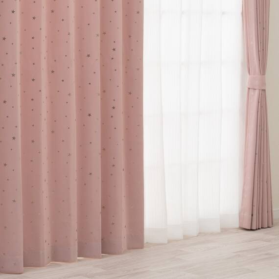 遮光3級カーテン(RD138 ローズ 100X110X2) 1枚目画像