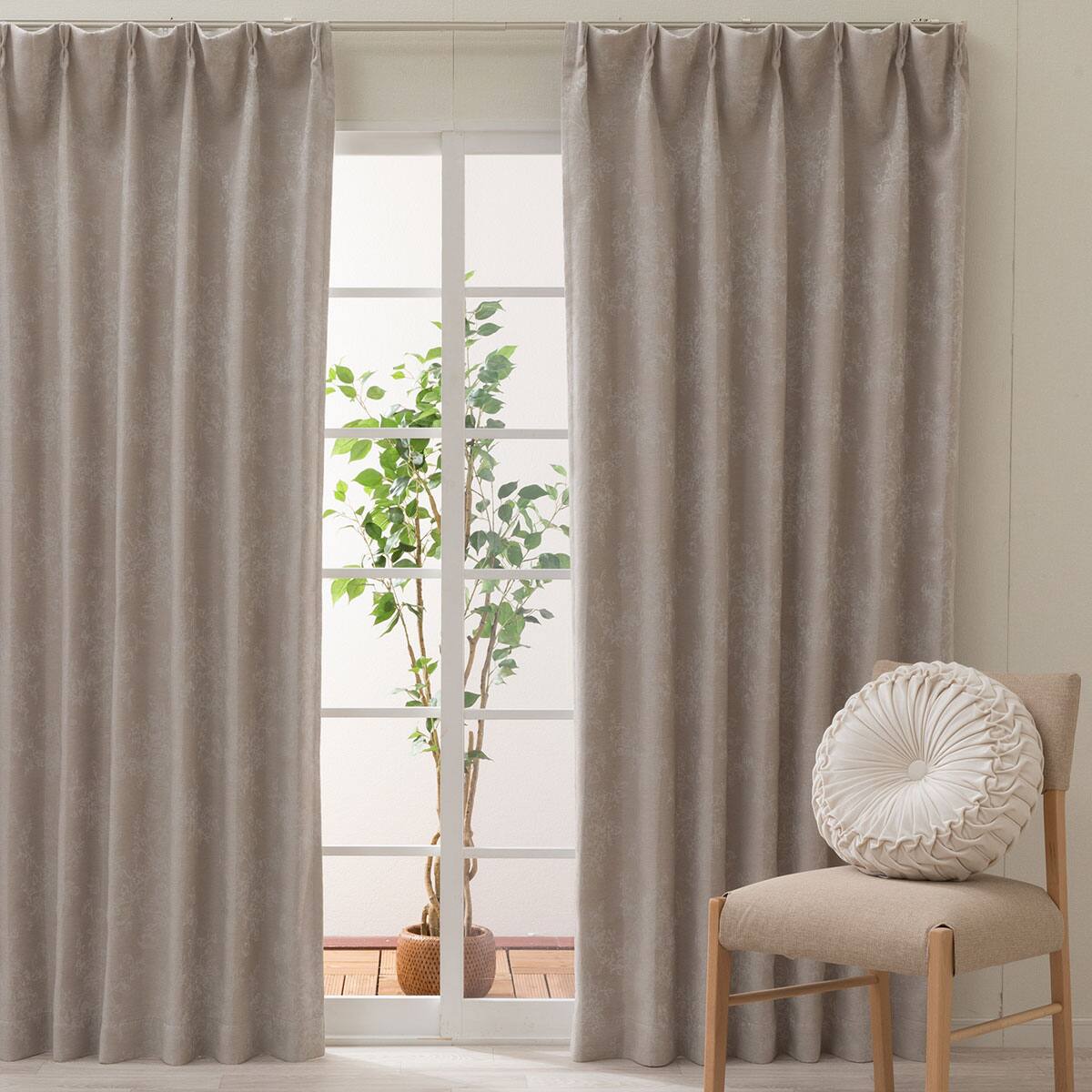 遮光2級 お好みサイズドレープカーテン MO DH190J花柄(幅-100/丈90