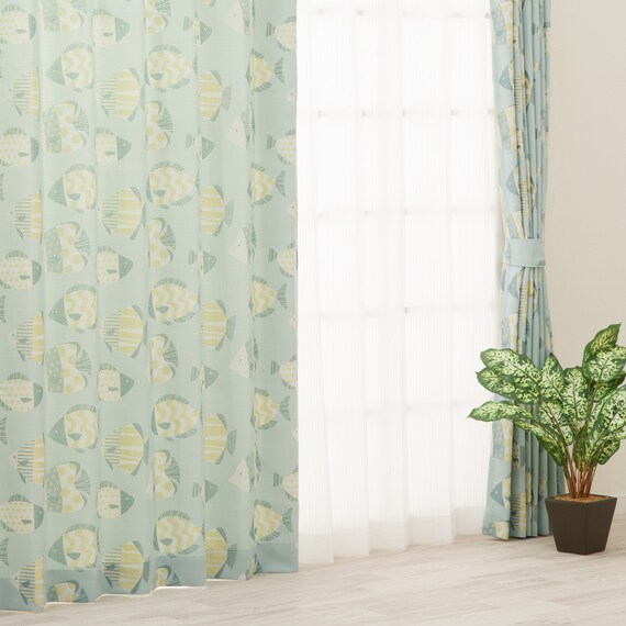 お部屋を彩る北欧風のジャガードカーテン 273サイズ Fish 100x70x2 2枚目画像