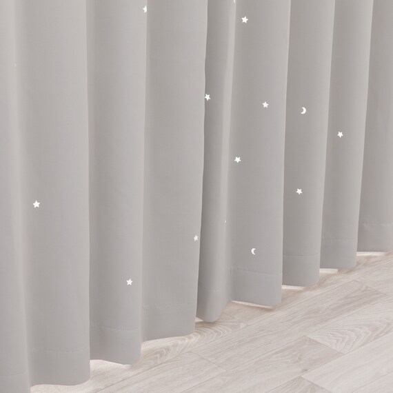 光を楽しむ透かし彫りカーテン 273サイズ 星と月 100x70x2 GY 6枚目画像