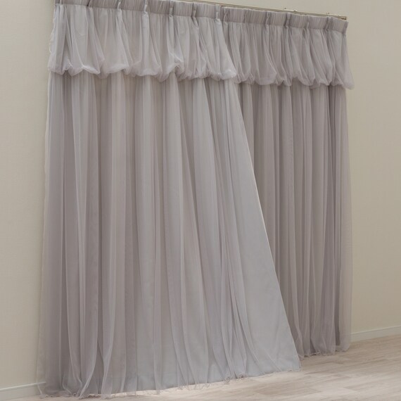 大人可愛い レイヤードカーテン 遮光3級・遮熱・保温 グレー(NTW054 100X110X2) 1枚目画像