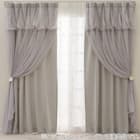 大人可愛い レイヤードカーテン 遮光3級・遮熱・保温 グレー(NTW054 100X110X2) 5枚目画像