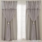 大人可愛い レイヤードカーテン 遮光3級・遮熱・保温 グレー(NTW054 100X110X2) 7枚目画像