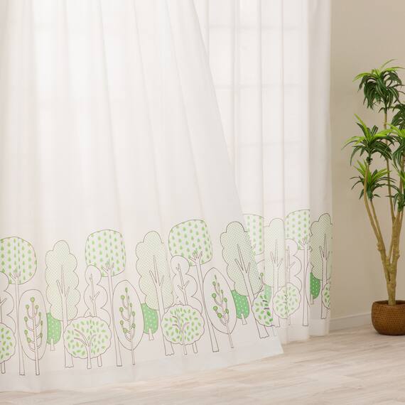 遮像・UVカット・遮熱・保温 182サイズ 北欧風キッズレースカーテン (NTW10630 100X133X2) 1枚目画像