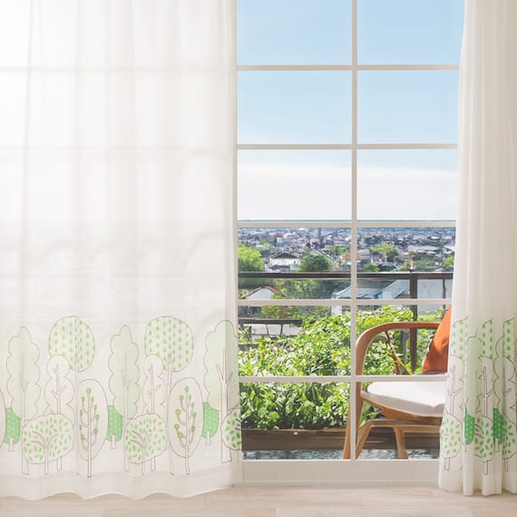 遮像・UVカット・遮熱・保温 182サイズ 北欧風キッズレースカーテン (NTW10630 100X133X2) 2枚目画像