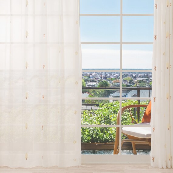 心安らぐ・北欧風のもこもこ刺繍レースカーテン 273サイズ Forest (NTW4234 100X68X2) 2枚目画像