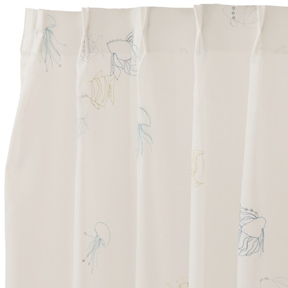 心躍る・北欧風のきらめく刺繍レースカーテン 273サイズ Fish (NTW4235 100X68X2) 6枚目画像